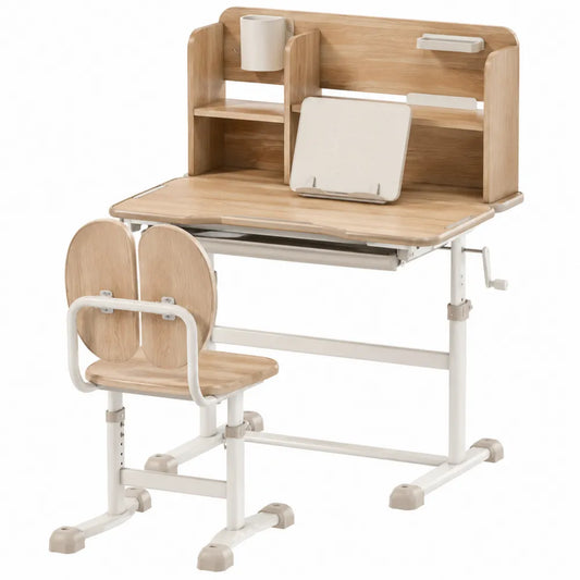 Conjunto de escritorio y silla ajustable para niños de MDF y acero