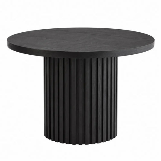 Mesa de comedor redonda de madera negra