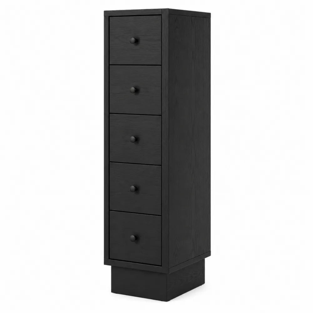 Cajonera alta de 5 cajones en madera negra 140x40x45cm