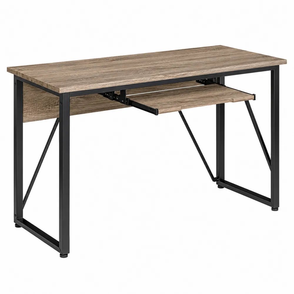 Escritorio de madera y metal con bandeja de teclado 120x60x75 cm