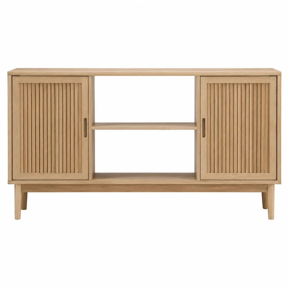 Aparador de madera de roble con puertas correderas 150x40x80 cm