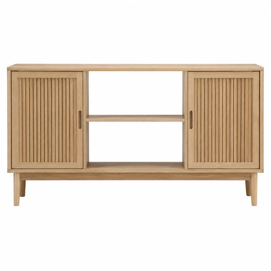 Aparador de madera de roble con puertas correderas 150x40x80 cm